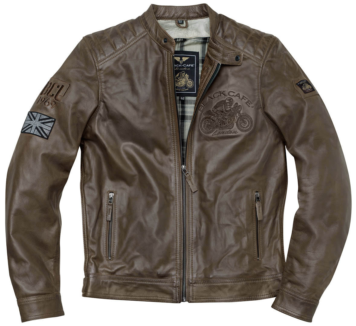 кожаная куртка mustang коричневый Мотоциклетная кожаная куртка Black-Cafe London Bangkok без воротника, коричневый