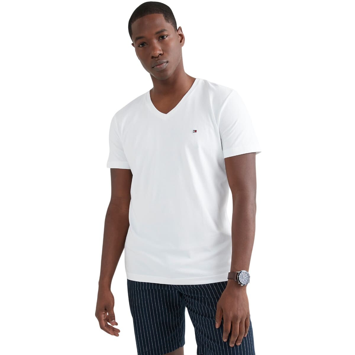 

Футболка Tommy Hilfiger Slim Fit Solid V-Neck, белый