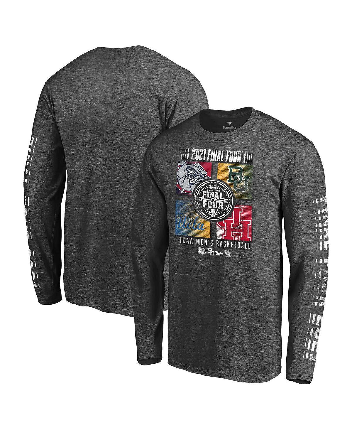 

Мужская фирменная футболка heathered charcoal 2021 ncaa men's basketball tournament march madness final four bound group buzzer с длинным рукавом Fanatics, мульти