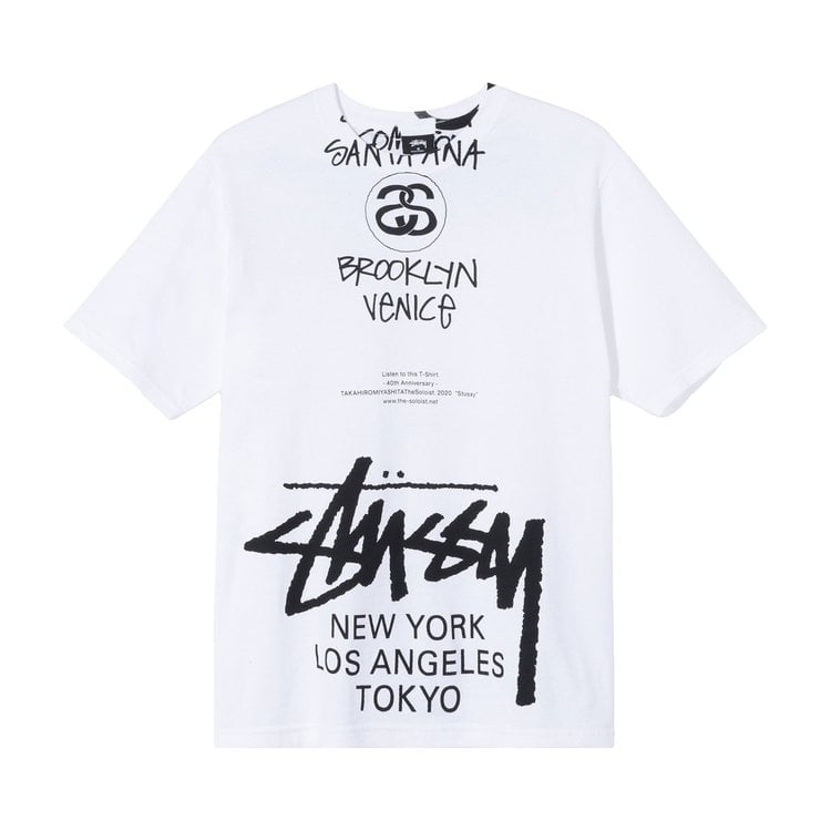 

Футболка Stussy x Takahiro Miyashita The Soloist World Tour Collection T-Shirt 'White', белый