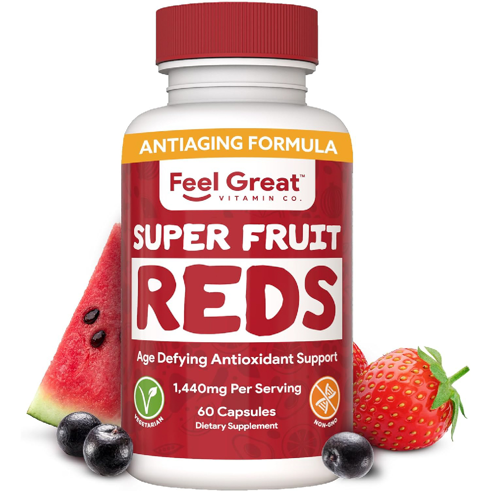 цена Антивозрастные мультивитамины Feel Great 365 Superfruit Reds Supplement, 60 капсул