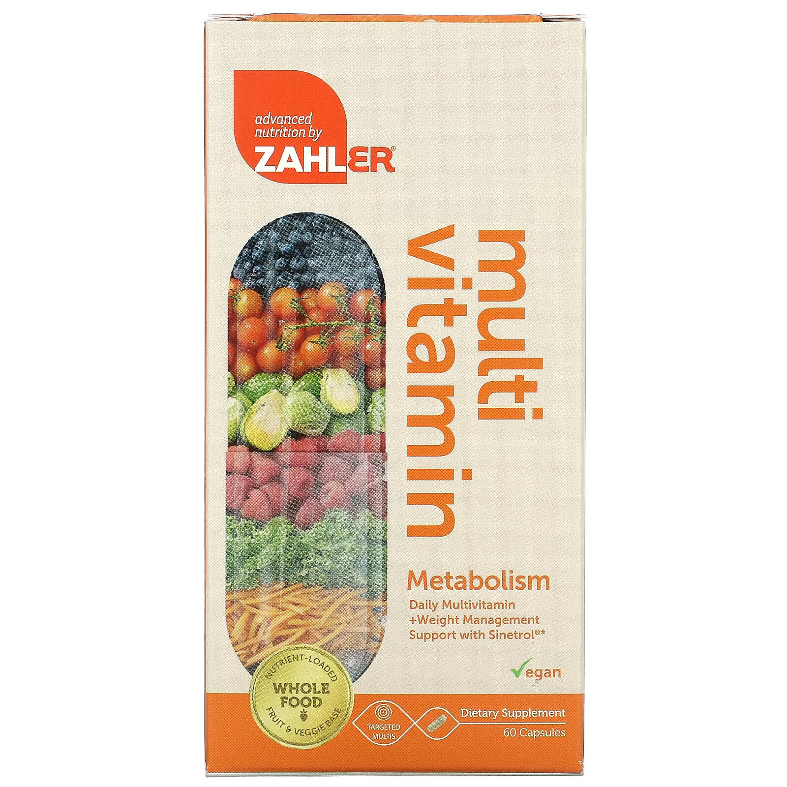 Zahler, Метаболизм, мультивитамины для ежедневного применения и поддержка контроля веса с Sinetrol, 60 капсул zahler мультивитамины для иммунитета 60 капсул