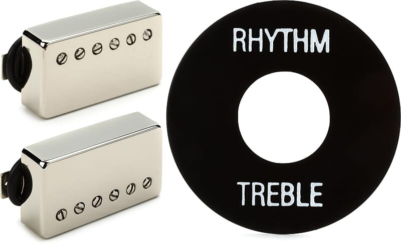 

Seymour Duncan Pearly Gates Humbucker Комплект из 2 звукоснимателей - Никелевый комплект с аксессуарами Gibson Шайба тумблера - Черный с белым оттиском