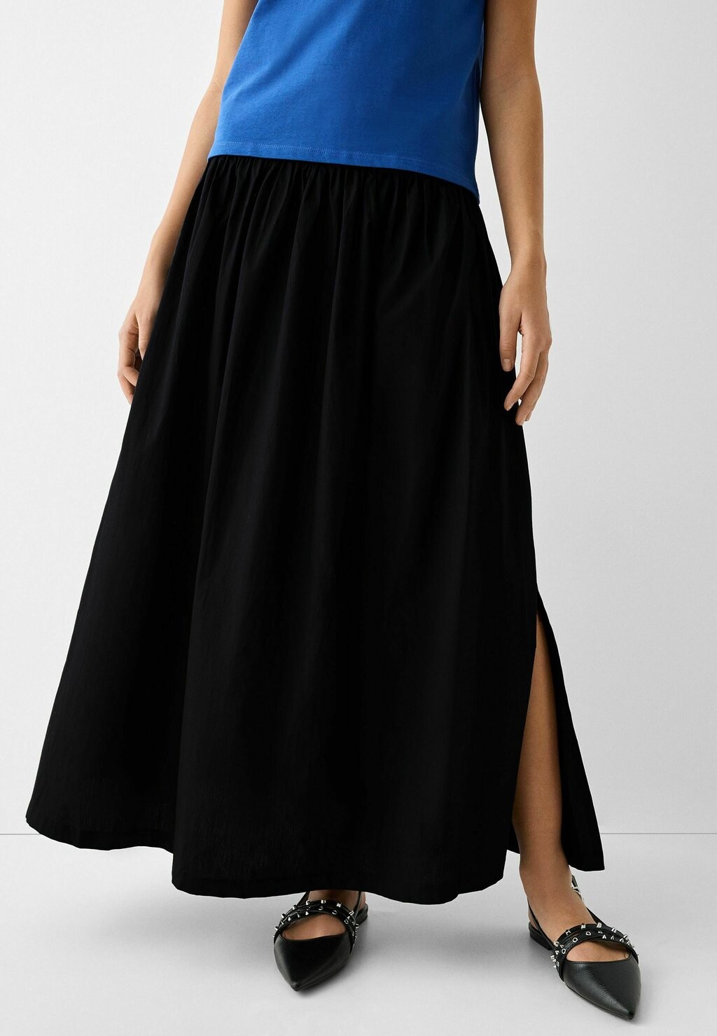 

Юбка макси ELASTICATED WAISTBAND Bershka, цвет black