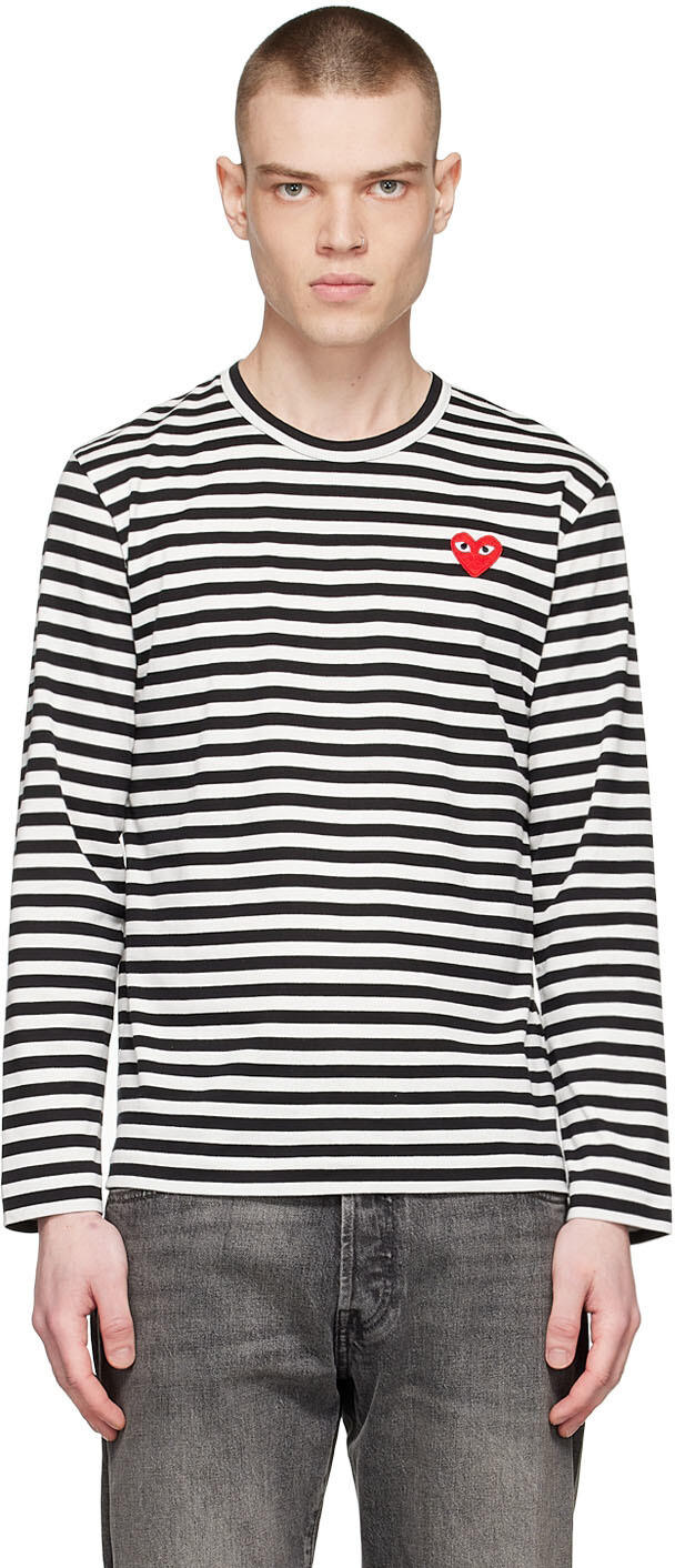 

Черная хлопковая футболка с длинным рукавом Comme des Garçons Play, Черный