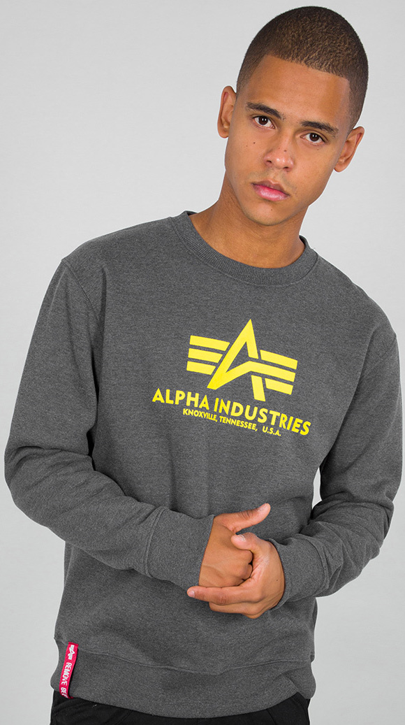 Толстовка Alpha Industries Basic, серо-желтая