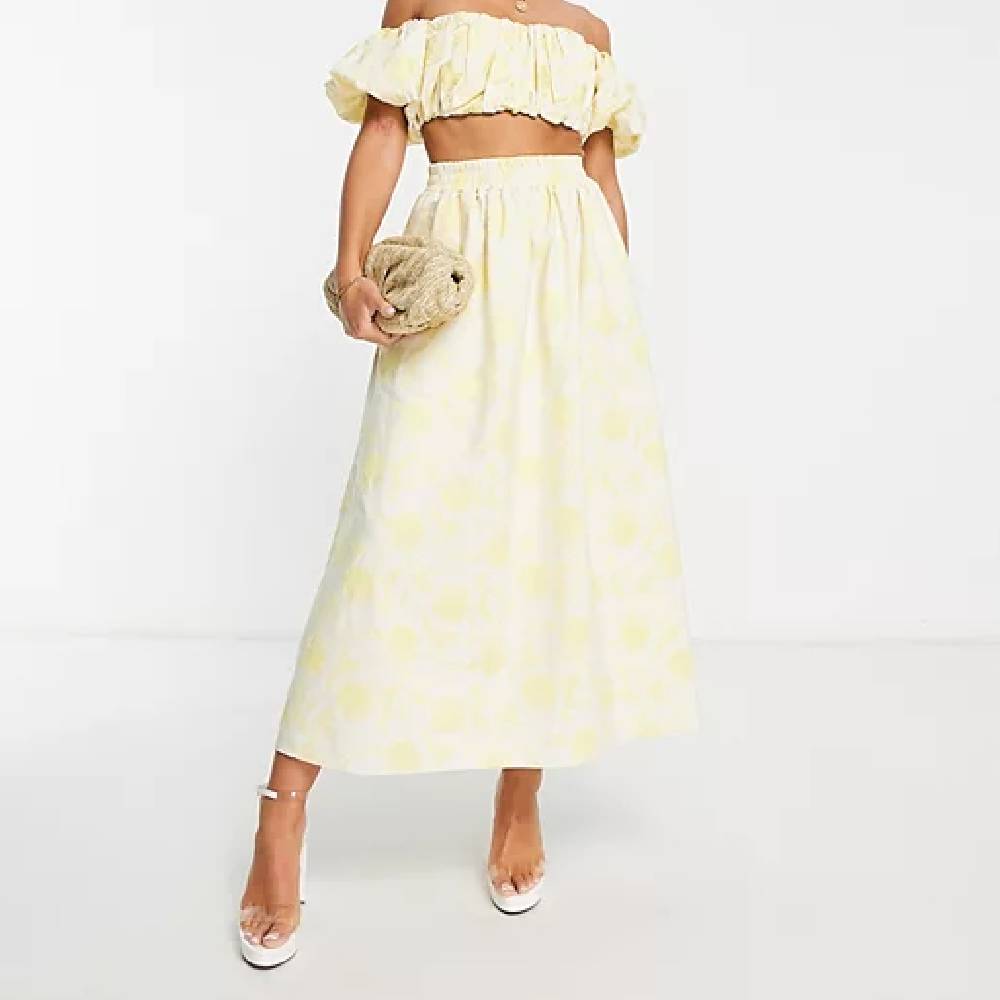 Юбка Asos Edition Midi, желтый prettylittlething юбка миди с эластичной резинкой на талии индиго vintage wash
