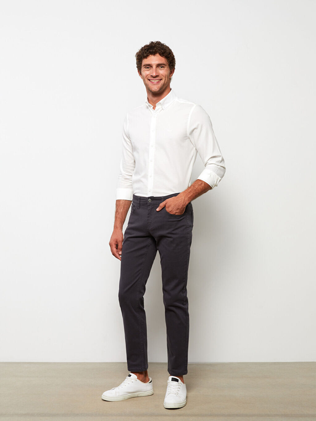 

Мужские брюки чинос Slim Fit из габардина LCWAIKIKI Classic, Черный