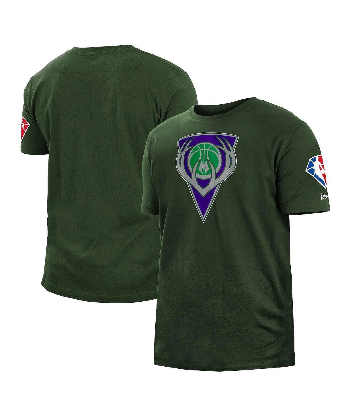 

Мужская футболка hunter green milwaukee bucks 2021/22 city edition из матового джерси New Era, темно-зеленый