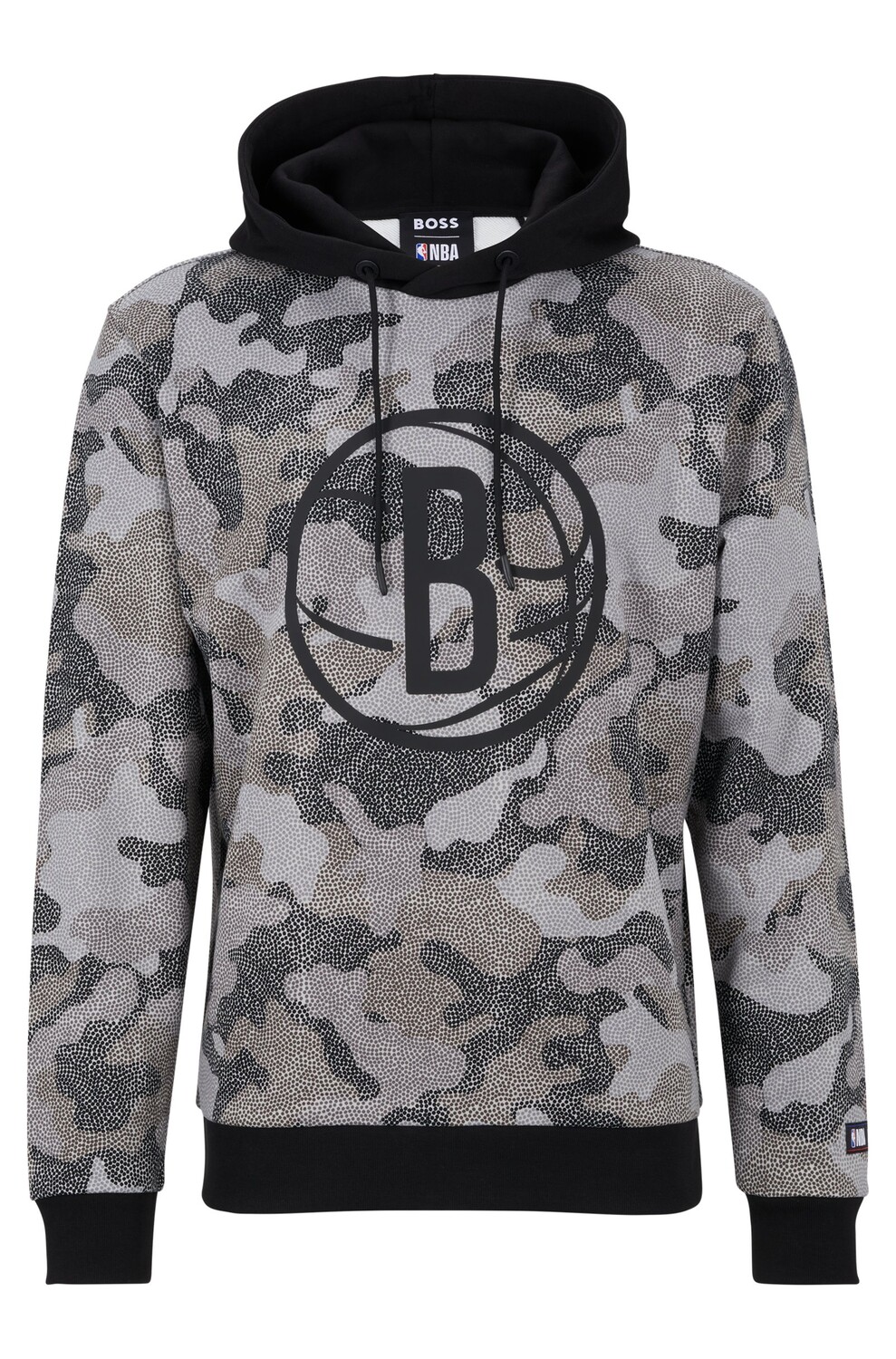 

Толстовка Boss & NBA Cotton-terry Camouflage Pattern NBA Nets, серый