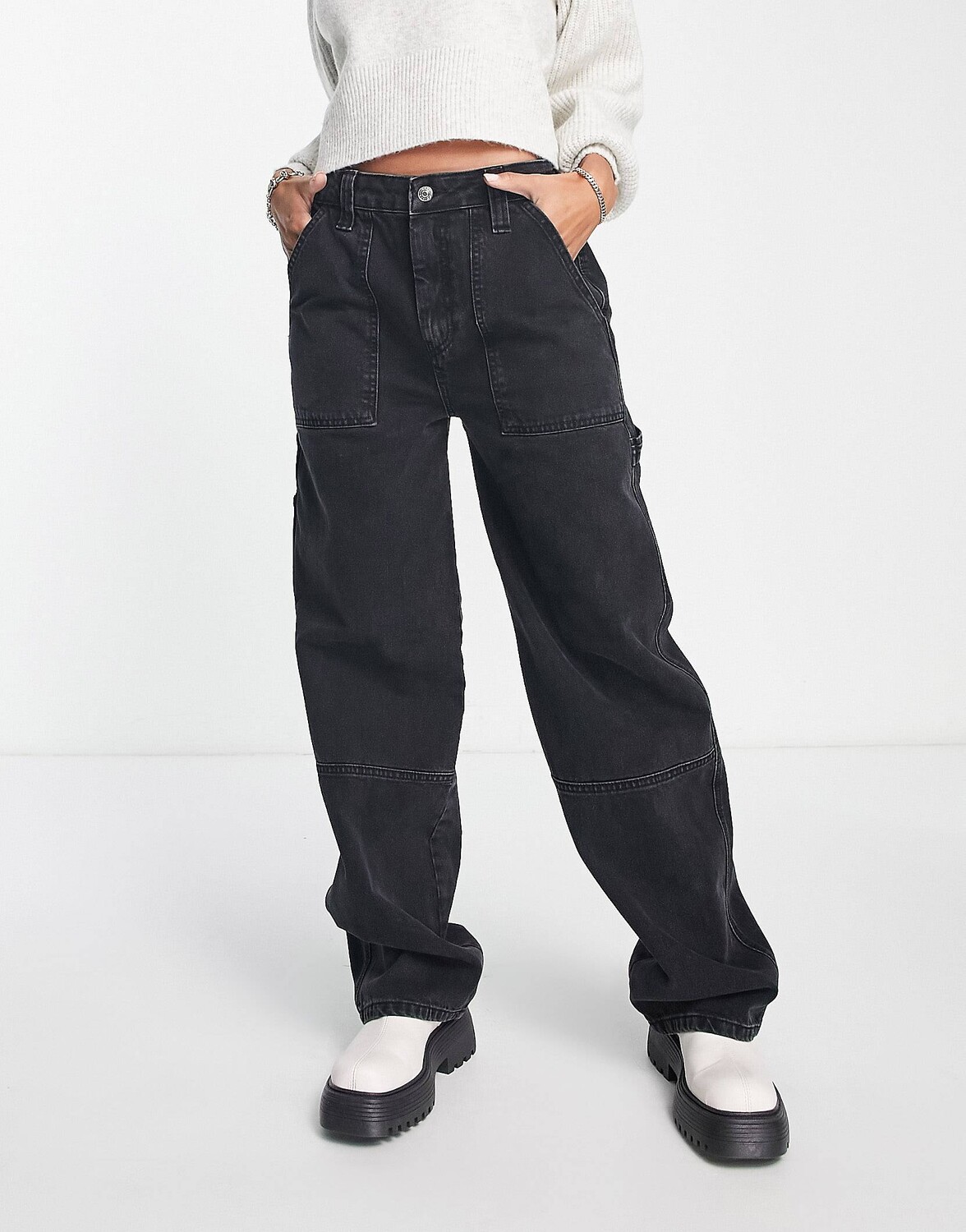 

Черные джинсы карго ASOS DESIGN