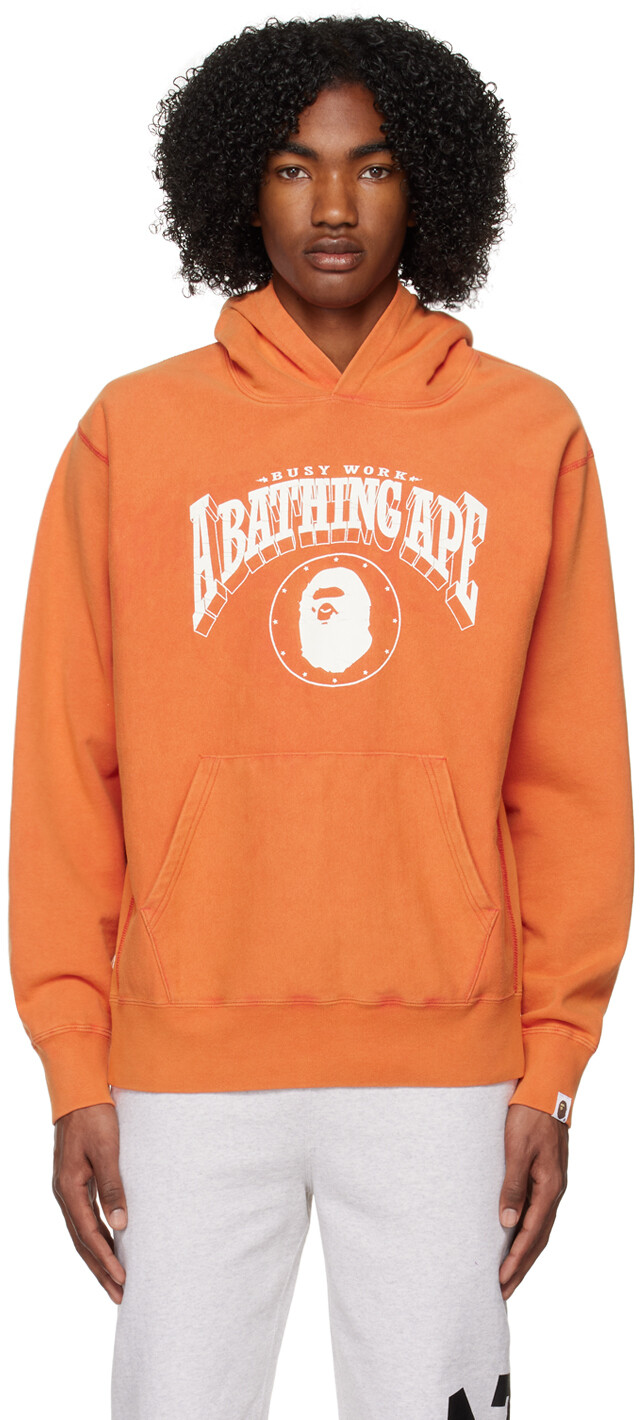 

Худи оранжевого цвета с эффектом потертости BAPE