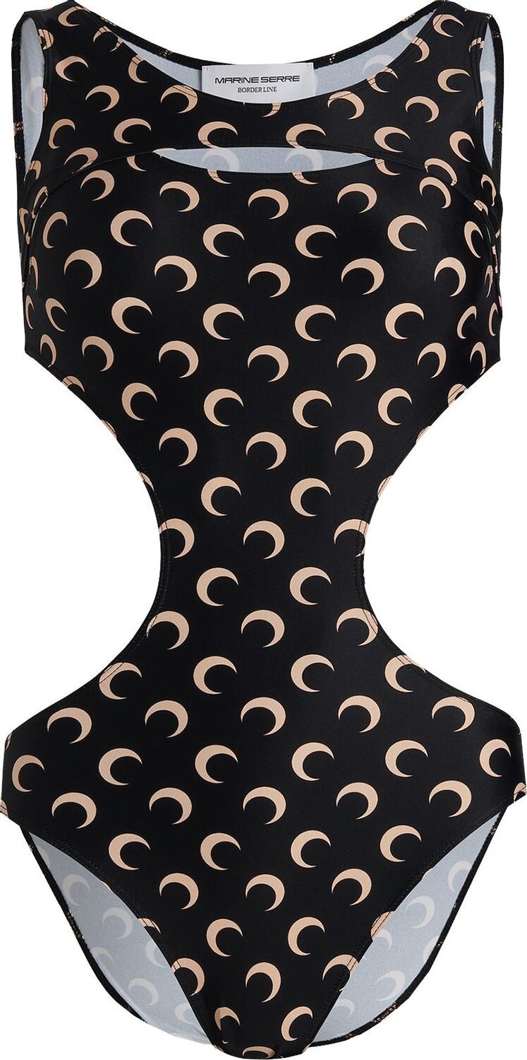 

Купальник Marine Serre One-Piece Swimsuit 'All Over Moon Tan On Black', черный
