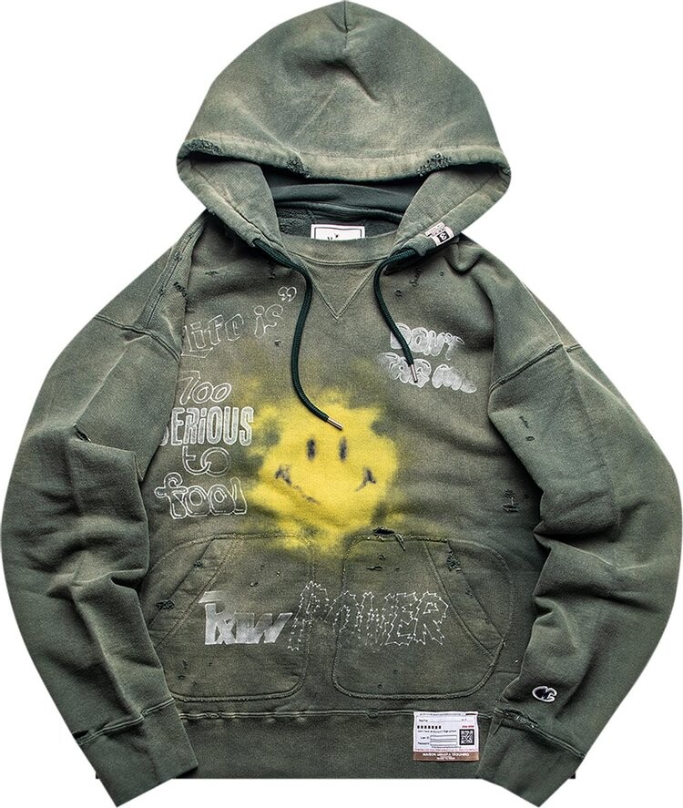 

Худи Maison Mihara Yasuhiro Distressed Hoodie 'Green', зеленый