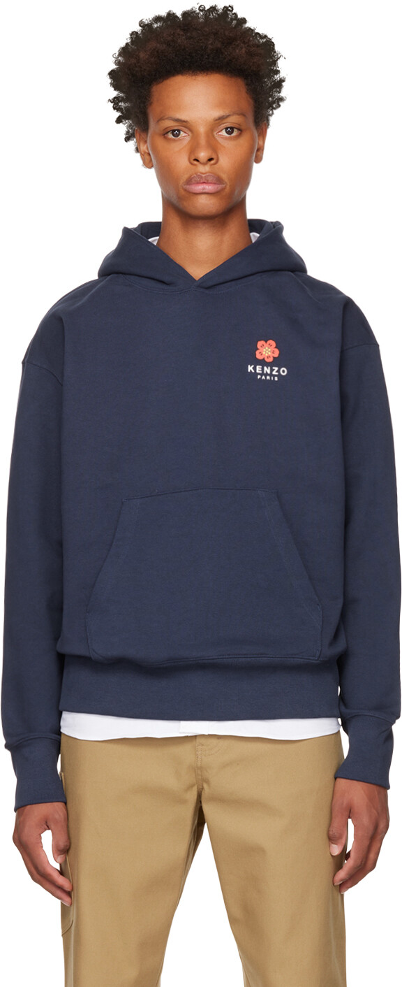 

Худи с цветочным принтом Kenzo Paris Boke темно-синего цвета
