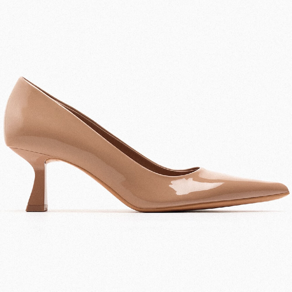 Туфли Zara Shiny Heeled, бежевый - фото