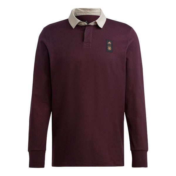 Футболка Adidas Solid Color Brand Logo Casual Long Sleeves Dark Sauce Purple Polo Shirt, Фиолетовый цена и фото