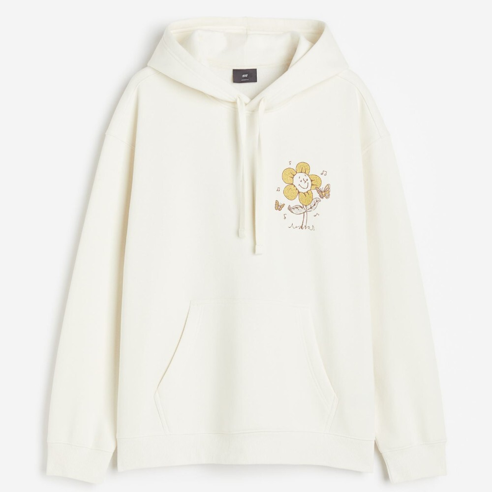 

Толстовка H&M Relaxed Fit Printed Flower, кремовый, Бежевый