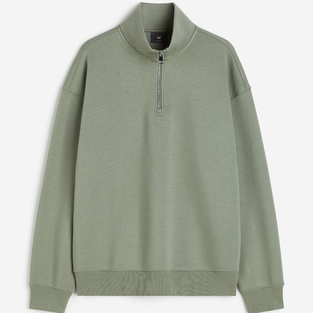 

Свитшот H&M Relaxed Fit Half-zip, зеленый