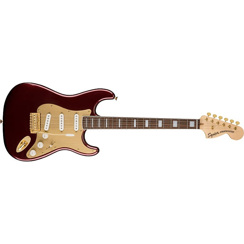 

Fender Squier 40th Anniversary Stratocaster, электрогитара Gold Edition, рубиново-красный металлик (0379410515)