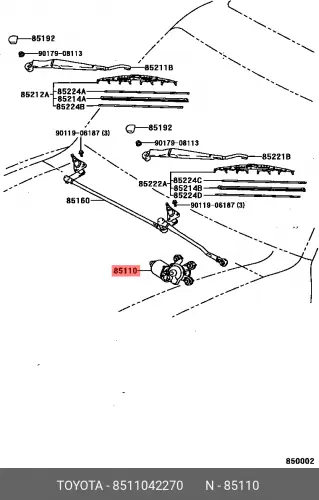 

Электромотор привода стеклоочистителя 8511042270 TOYOTA LEXUS