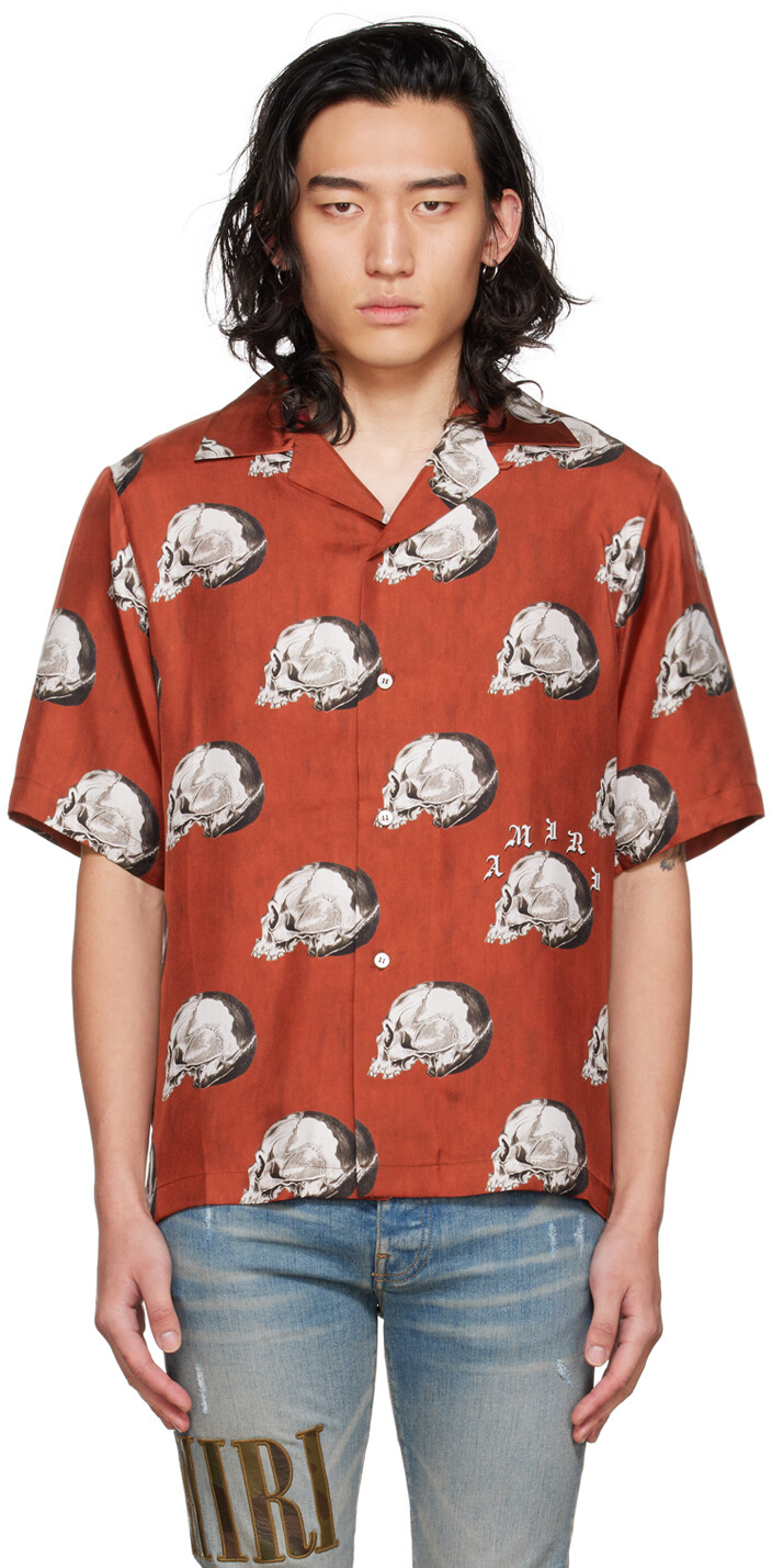 

Красная рубашка Wes Lang Edition со сплошным черепом AMIRI