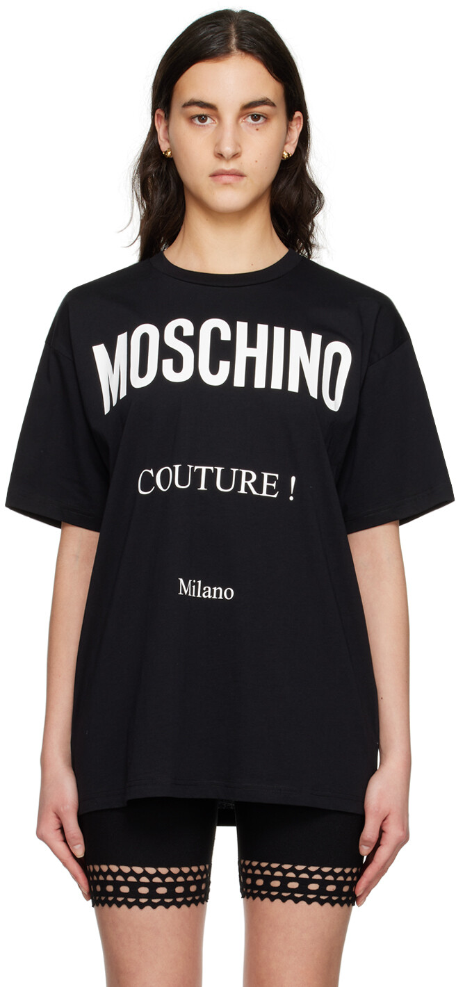 

Черная футболка с круглым вырезом Moschino, Черный