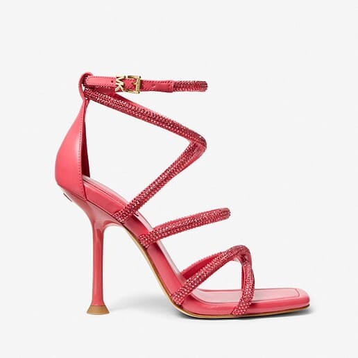 

Босоножки MICHAEL Michael Kors Imani Embellished Scuba and Faux Leather, коралловый