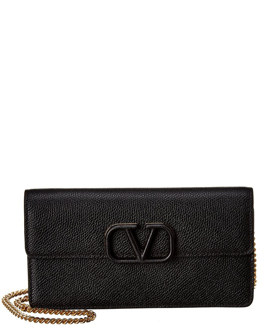 

Маленький кожаный кошелек Valentino VSLING на цепочке, черный