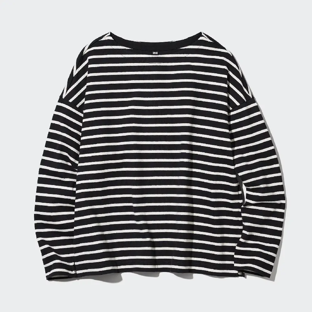 

Лонгслив Uniqlo Striped Long Sleeved, черный/белый