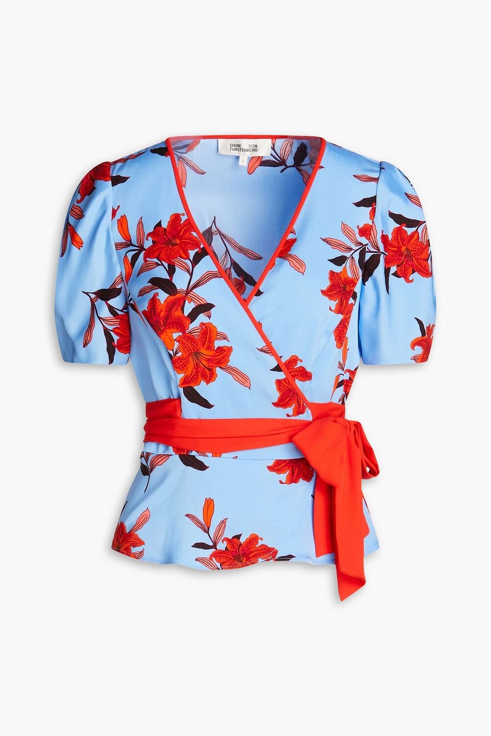 

Топ Alexia из крепдешина с запахом и цветочным принтом DIANE VON FURSTENBERG, синий