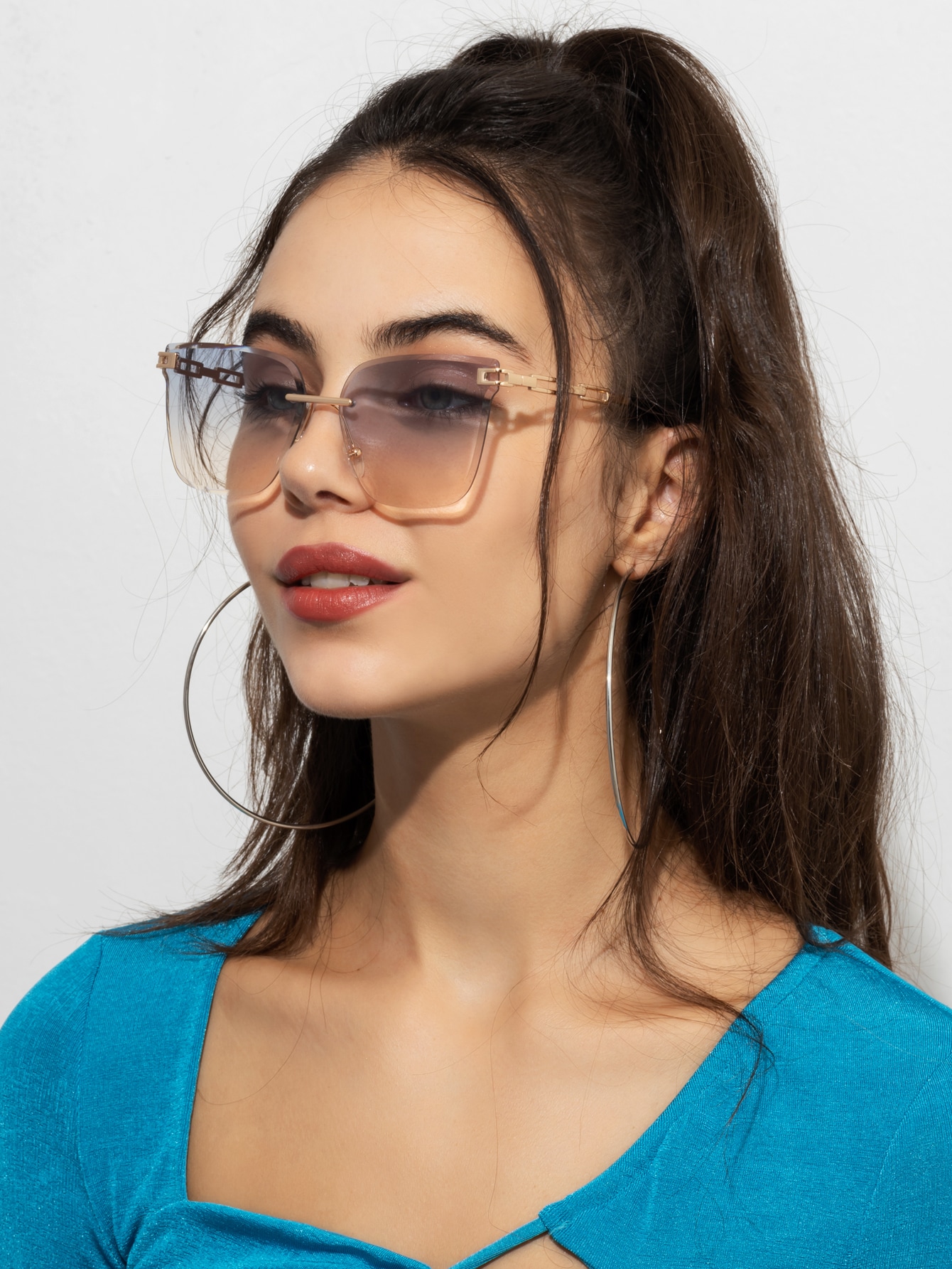 1 шт. женские металлические квадратные декоративные солнцезащитные очки без оправы солнцезащитные очки женские maxmara mm marilyn g