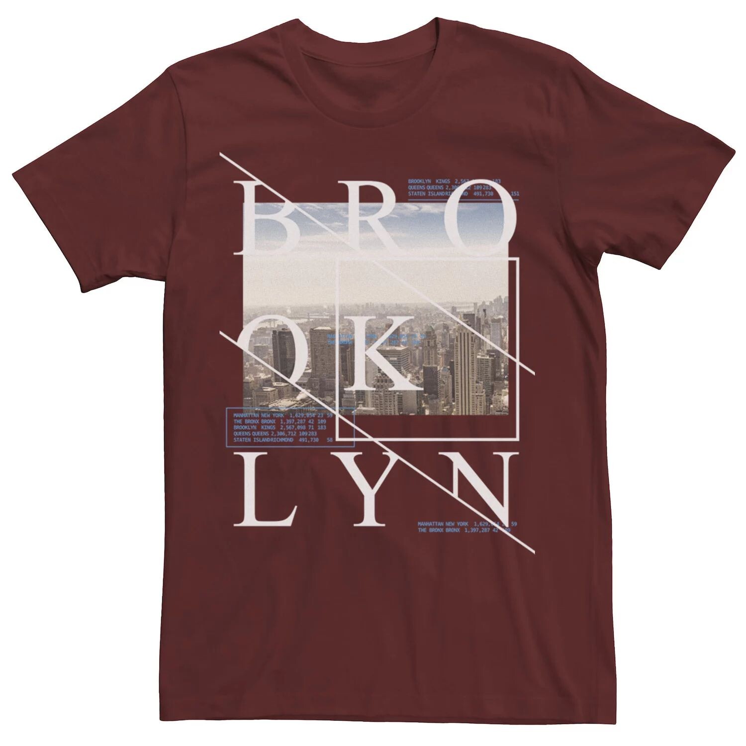 

Мужская кв. Футболка с накладным плакатом 9 Brooklyn Text Skyline Apt. 9
