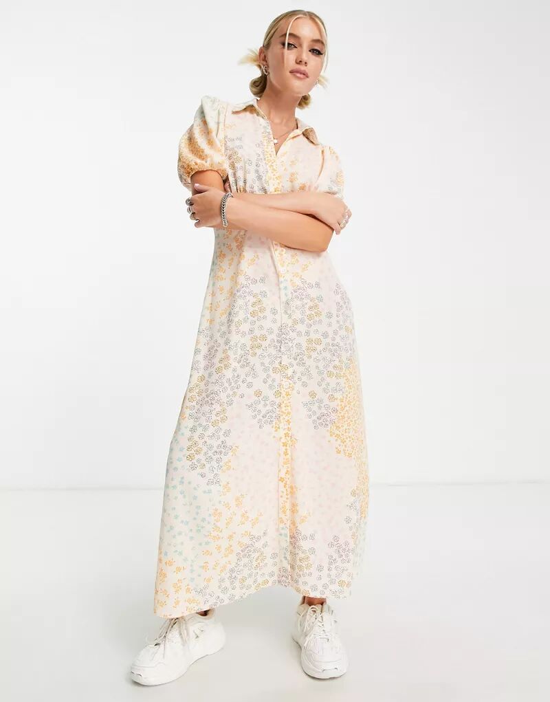 Повседневное платье-рубашка средней длины с цветочным принтом средней длины ASOS