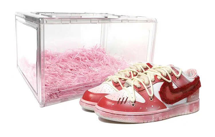 

Кроссовки для скейтбординга Dunk женские низкие красные/белые Nike