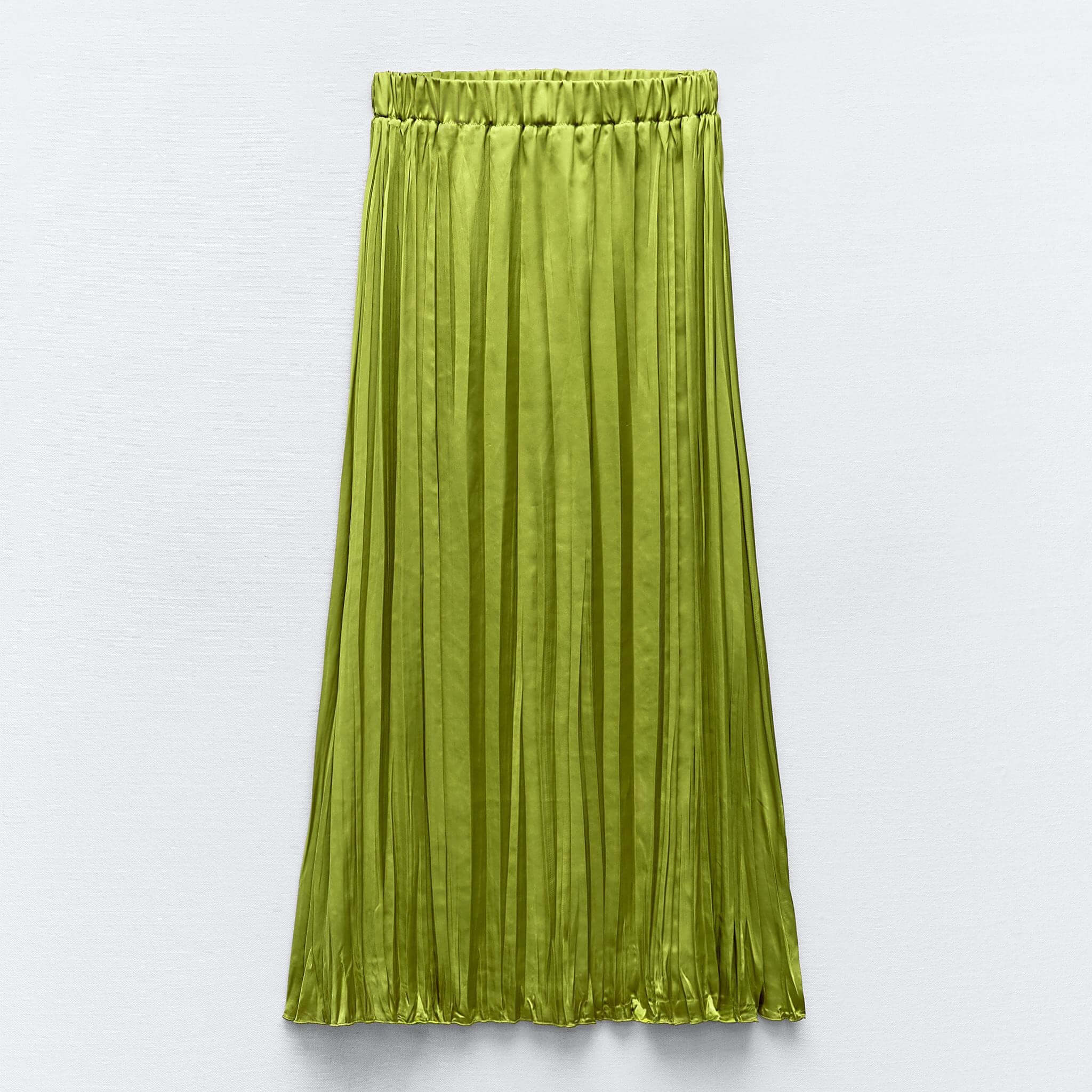 Юбка-миди Zara Creased-Effect Satin, зеленый юбка zara satin midi бежево серый