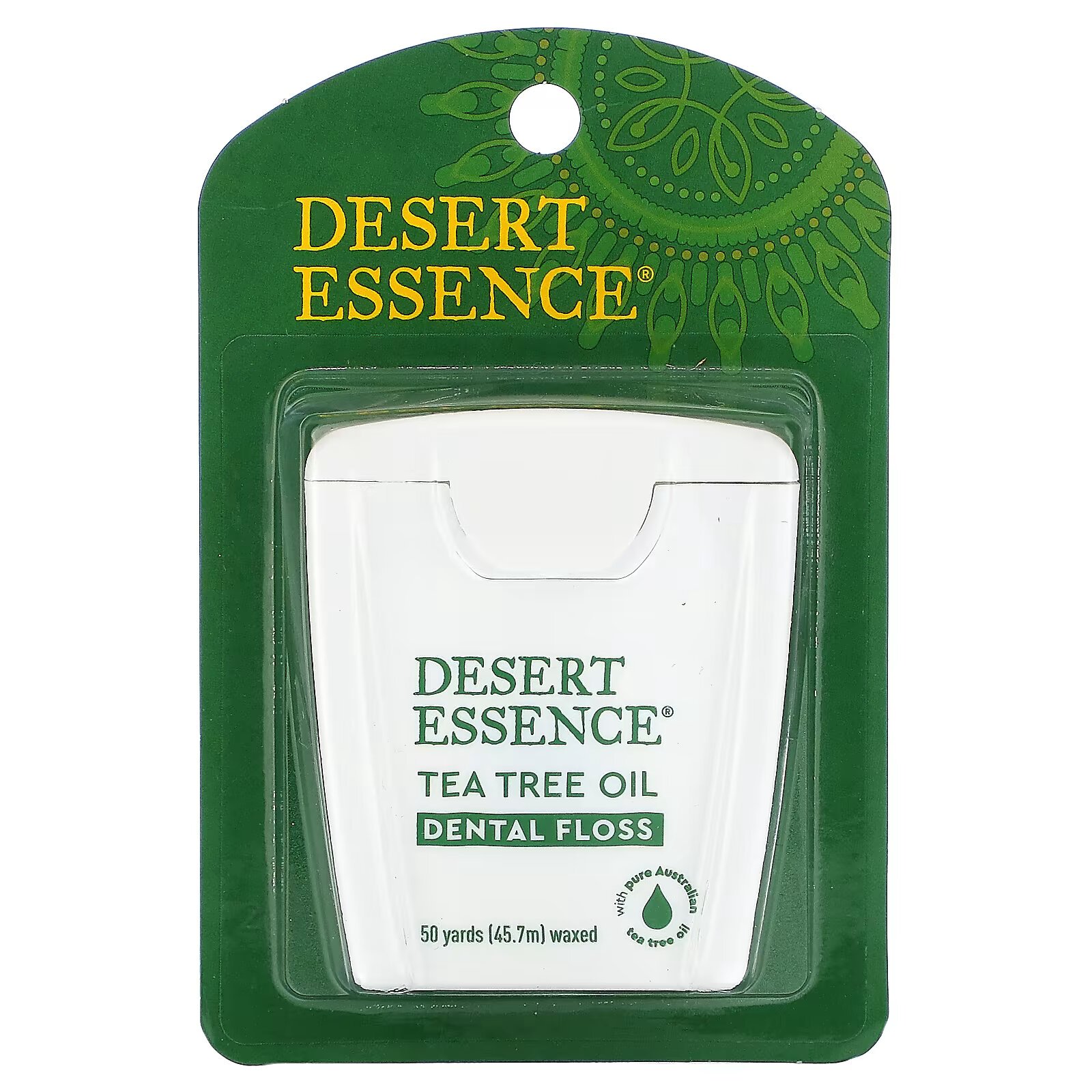 Desert Essence, Зубная нить с маслом чайного дерева, вощеная, 45,7 м (50 ярдов) - фото