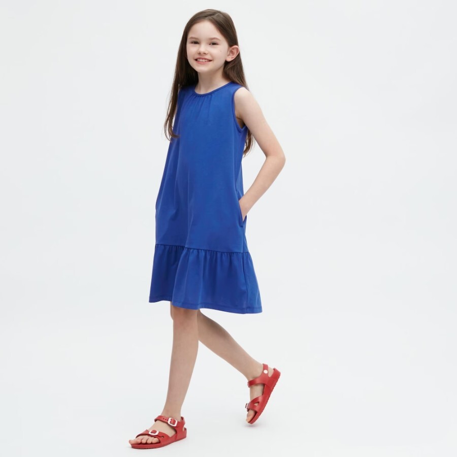 

Платье Uniqlo Kids Airism Cotton Frill Sleeveless, синий