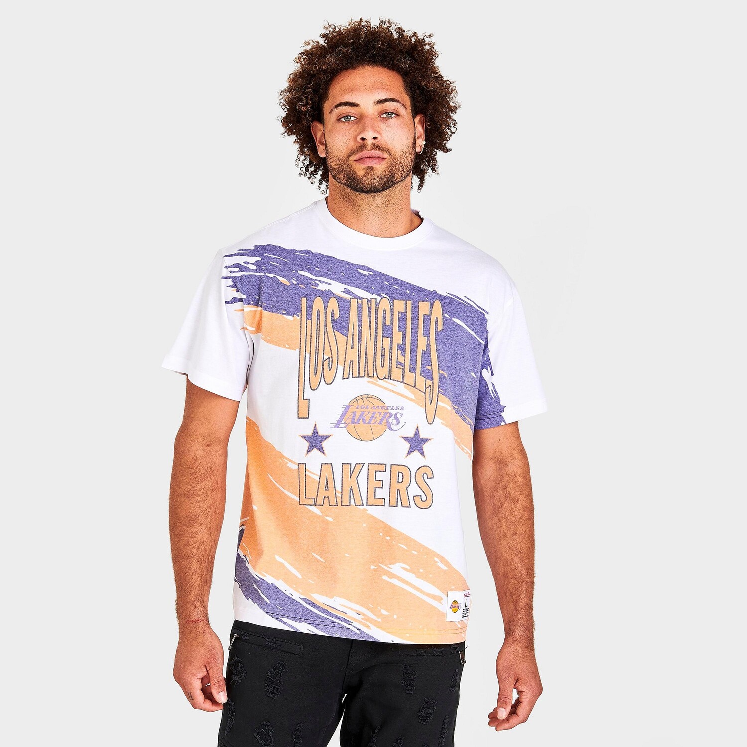 

Мужская футболка с сублимированным рисунком Mitchell & Ness NBA Paintbrush Los Angeles Lakers, белый