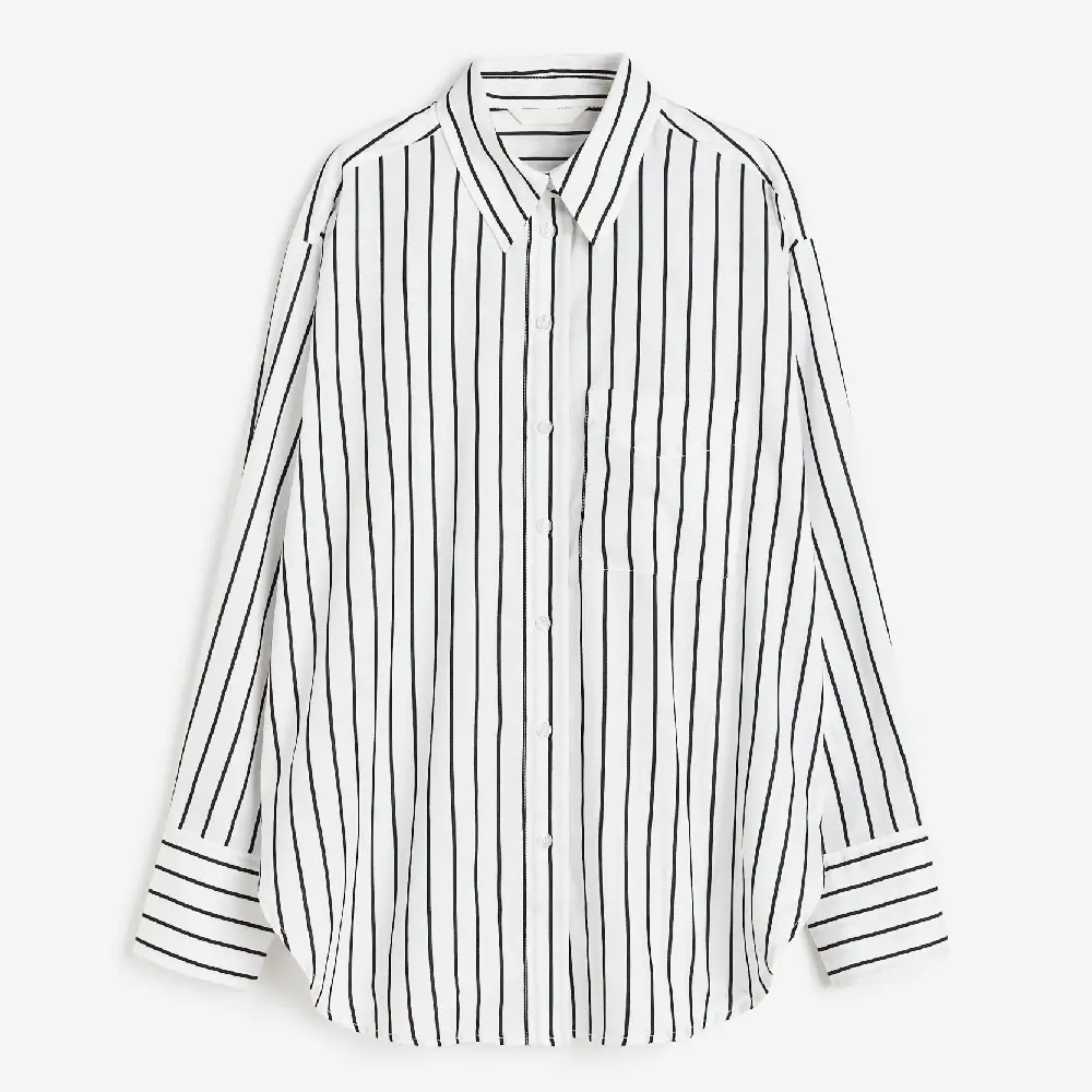 

Рубашка H&M Satin, белый/черный