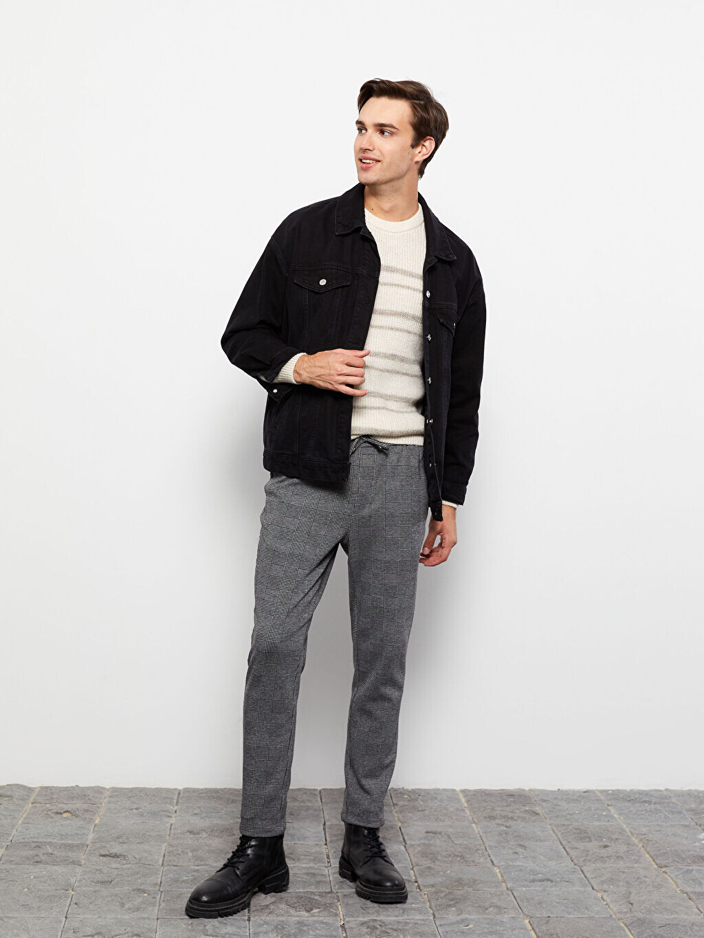 

Мужские брюки Slim Fit в клетку LCW Casual, Серый