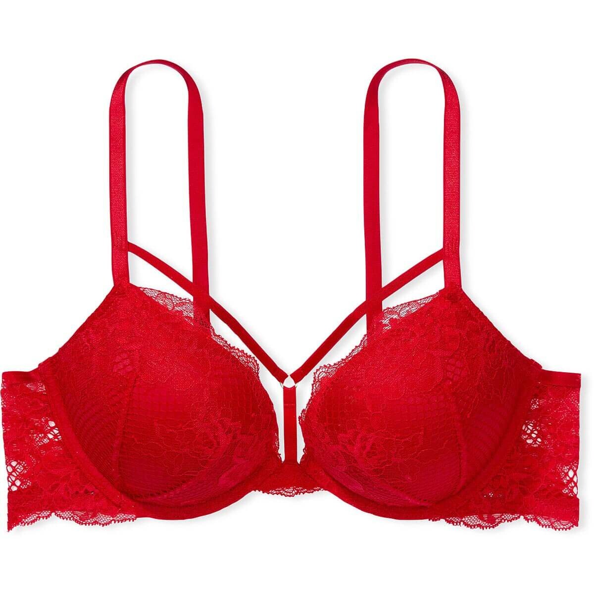 

Бюстгальтер Victoria's Secret Very Sexy Bombshell Add-2-Cups Lace Shine Strap Push-Up, красный
