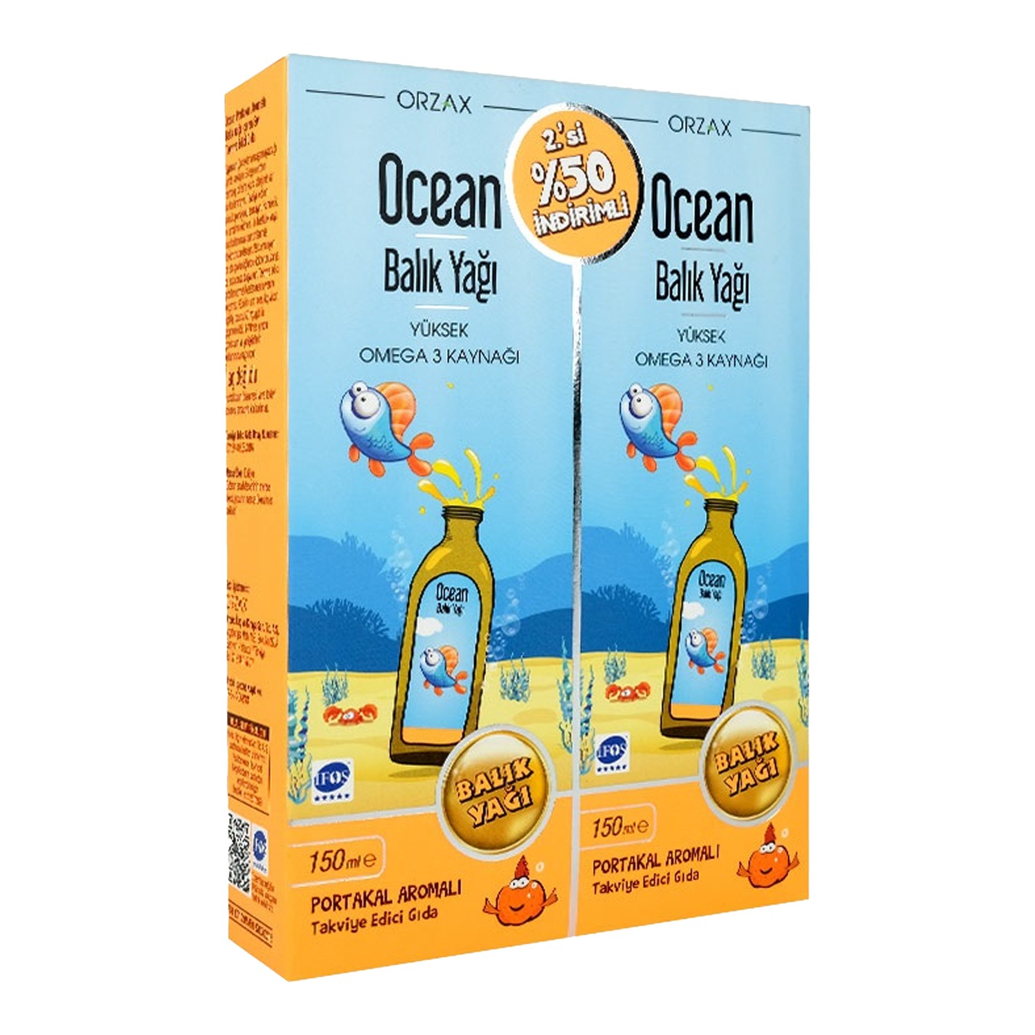 Сироп с рыбьим жиром Orzax со вкусом апельсина, 150 мл сироп с рыбьим жиром ocean orange сироп ocean imunol
