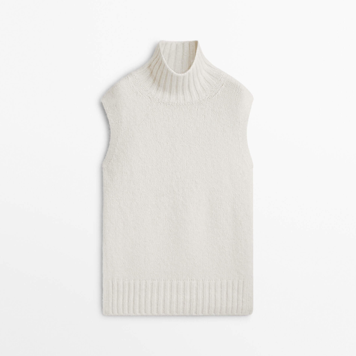 

Жилет Massimo Dutti Knit High Neck Limited Edition, кремовый