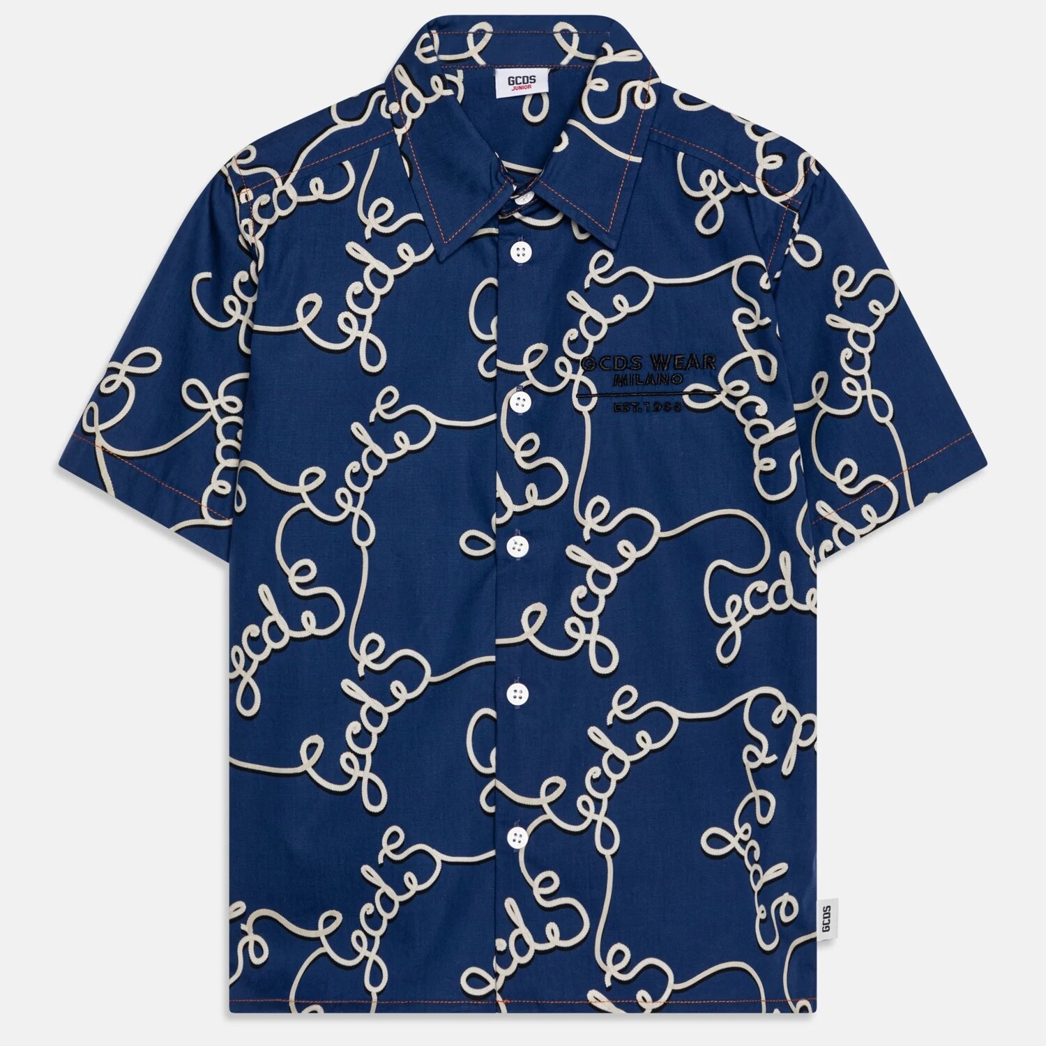 

Рубашка Gcds Kids Allover Cotton Unisex, синий