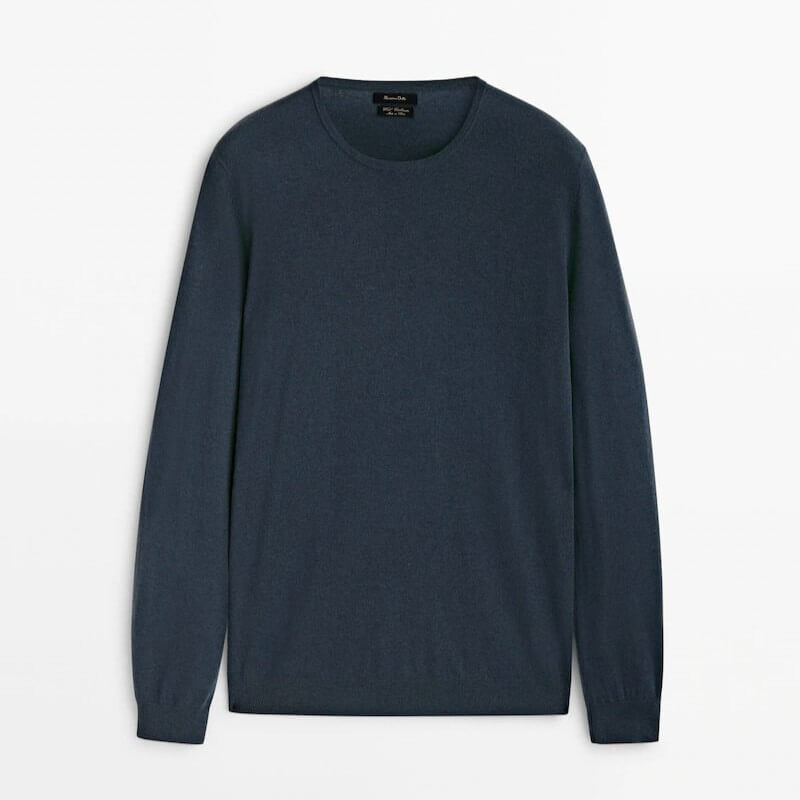 

Свитер Massimo Dutti Wool Blend Crew Neck, синий