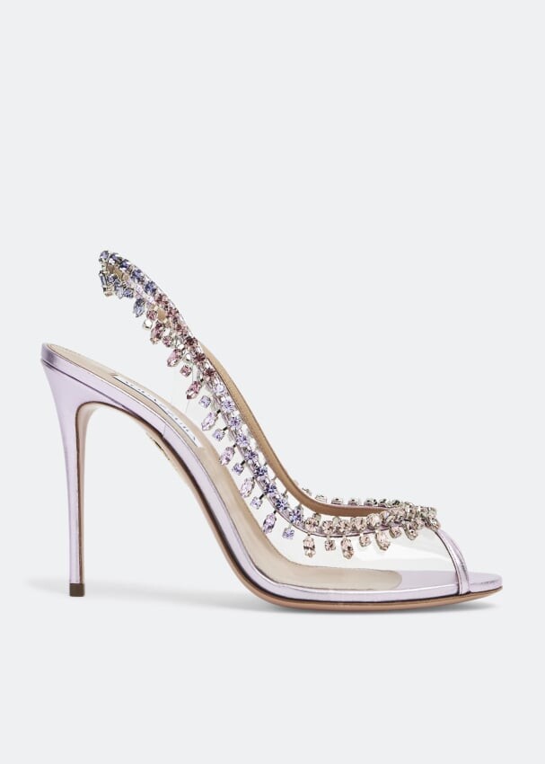 

Сандалии AQUAZZURA Temptation crystal sandals, фиолетовый
