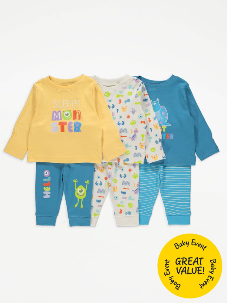 

Набор из 3 пижам с персонажами Sleepy Monsters Disney Monsters Inc. George.
