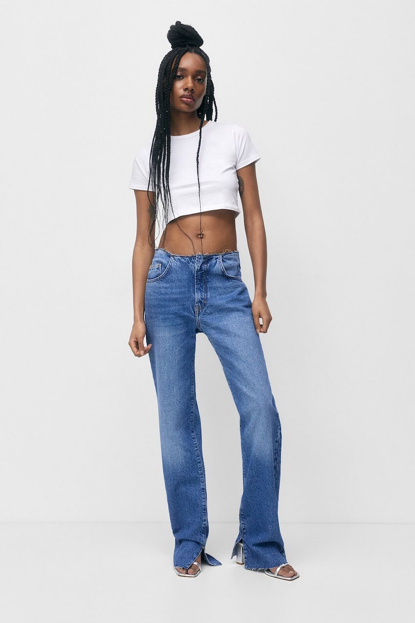 

Джинсы прямого кроя с сердечком Pull&Bear, синий