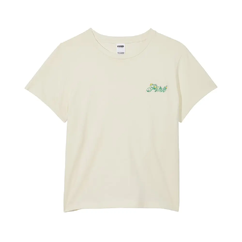 

Футболка Victoria's Secret Pink Cotton Short-sleeve, кремовый, Бежевый